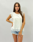 Maglia con maniche ricamate