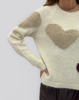 Maglione con cuori a contrasto misto lana – Morbido e romantico