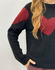 Maglione con cuori a contrasto misto lana – Morbido e romantico