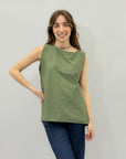 Maglia smanicata in cotone con strass