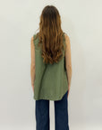Maglia smanicata in cotone con strass