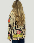 Blazer Beige con Stampa Cartoon Artistica