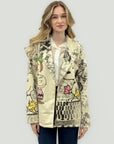 Blazer Beige con Stampa Cartoon Artistica
