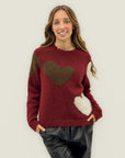 Maglione con cuori a contrasto misto lana – Morbido e romantico