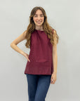 Maglia smanicata in cotone con strass