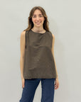 Maglia smanicata in cotone con strass