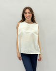 Maglia smanicata in cotone con strass