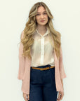 Cardigan aperto in maglia con maniche 3/4
