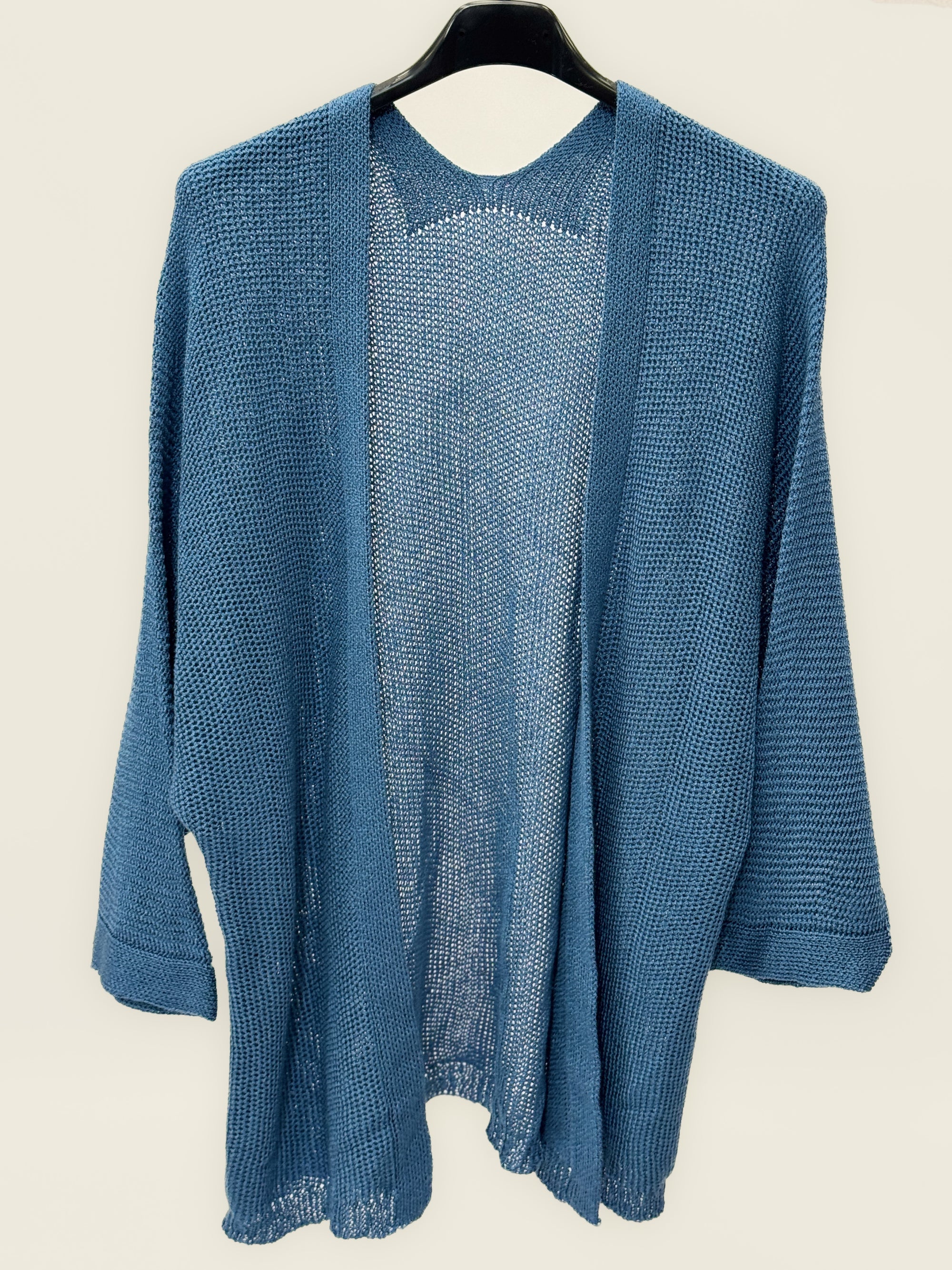 Cardigan aperto in maglia con maniche 3/4