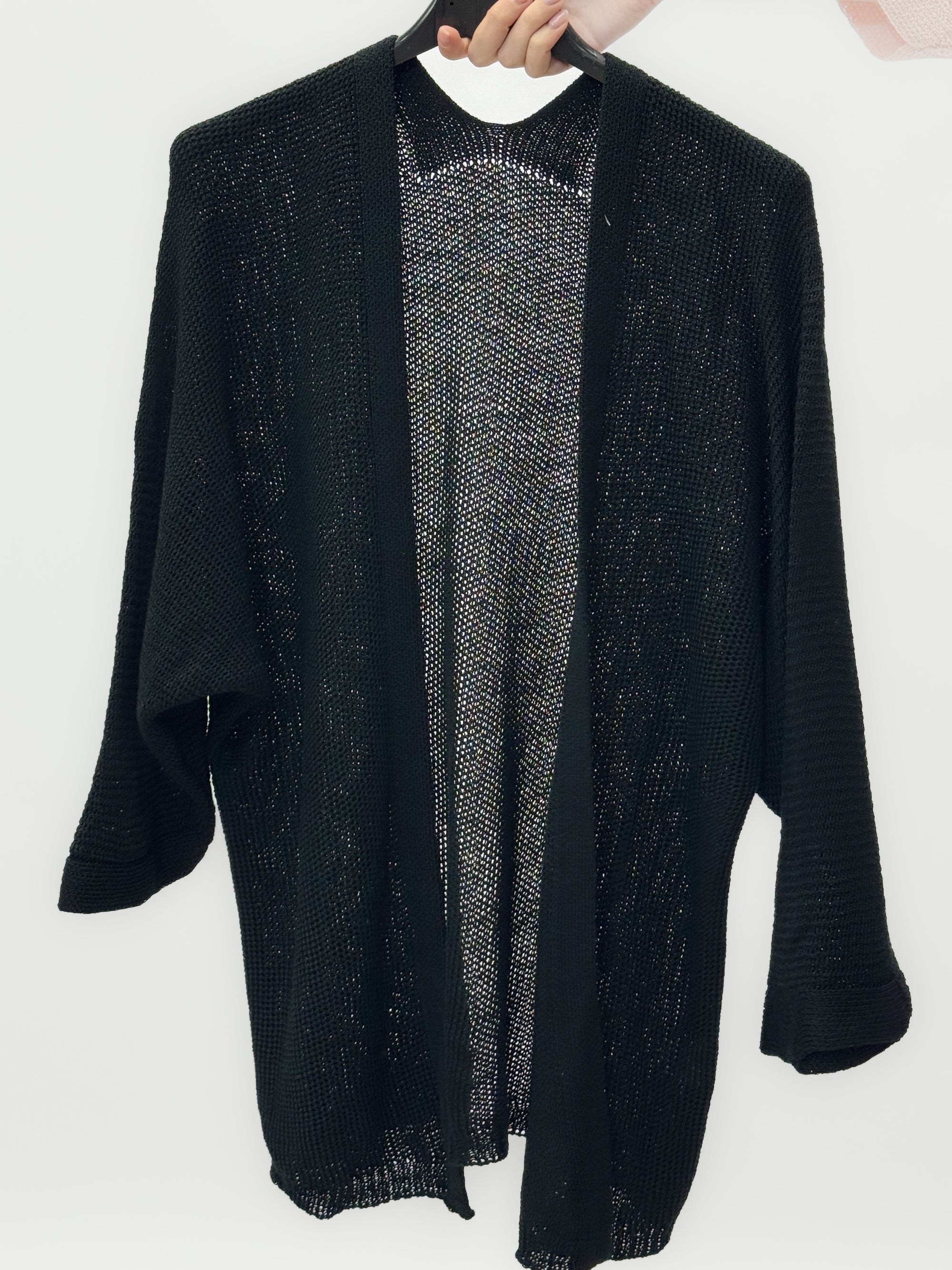 Cardigan aperto in maglia con maniche 3/4