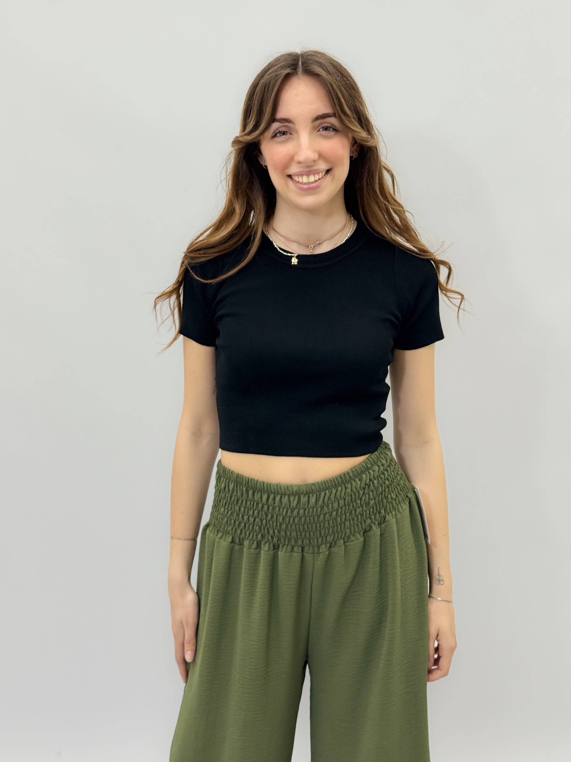 Maglia crop tinta unita