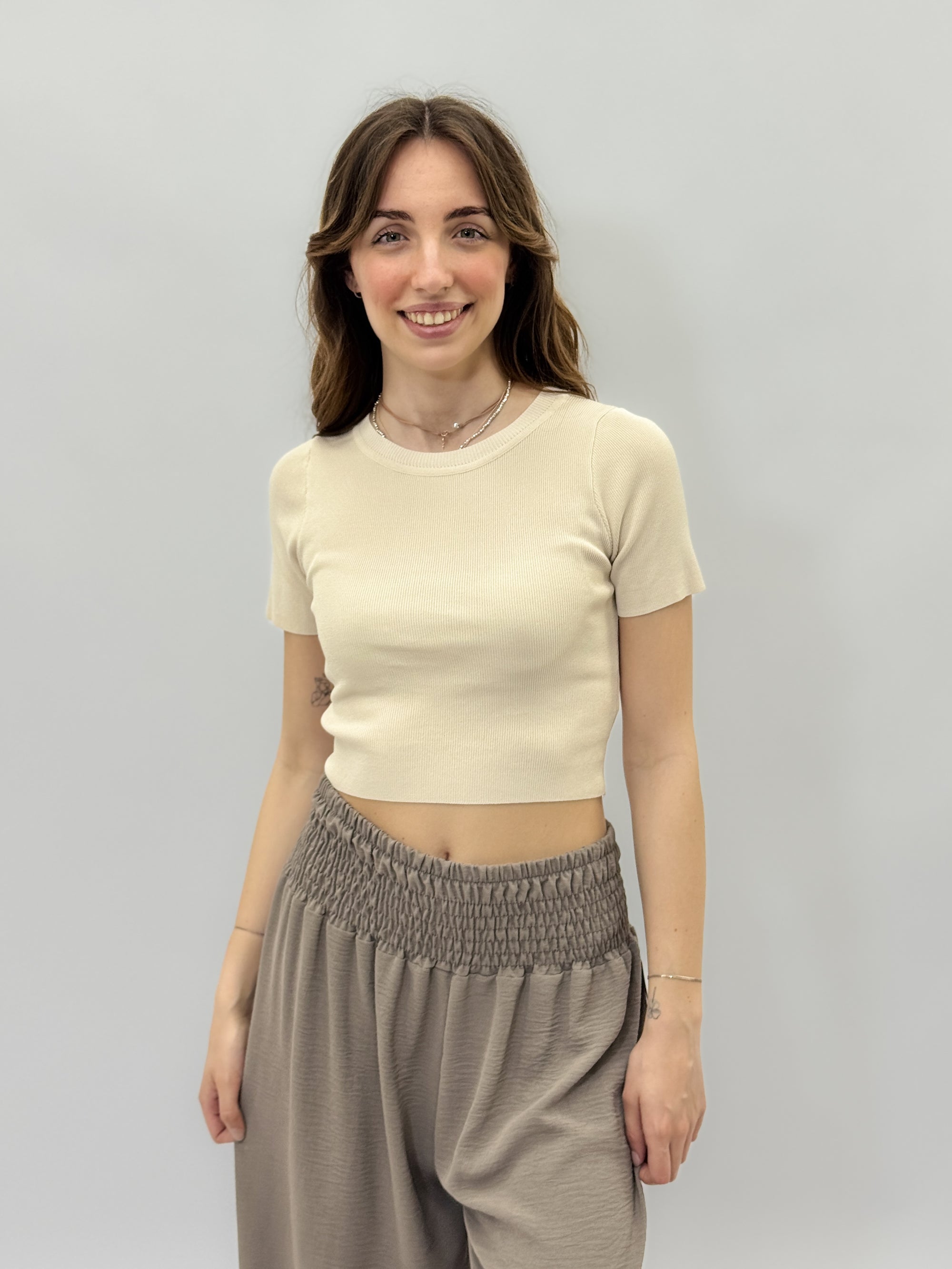 Maglia crop tinta unita