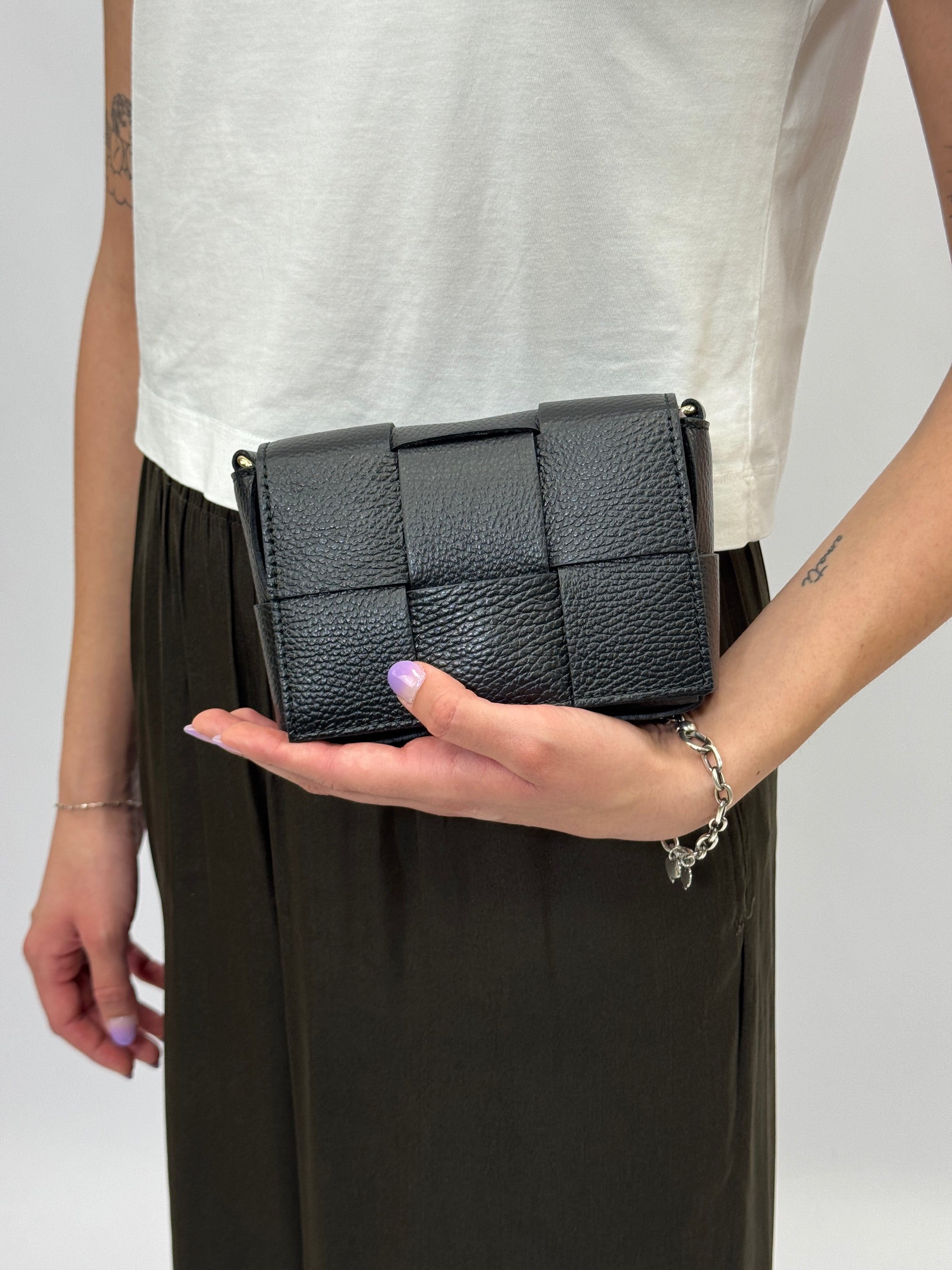 Borsa in vera pelle intrecciata - Made in Italy