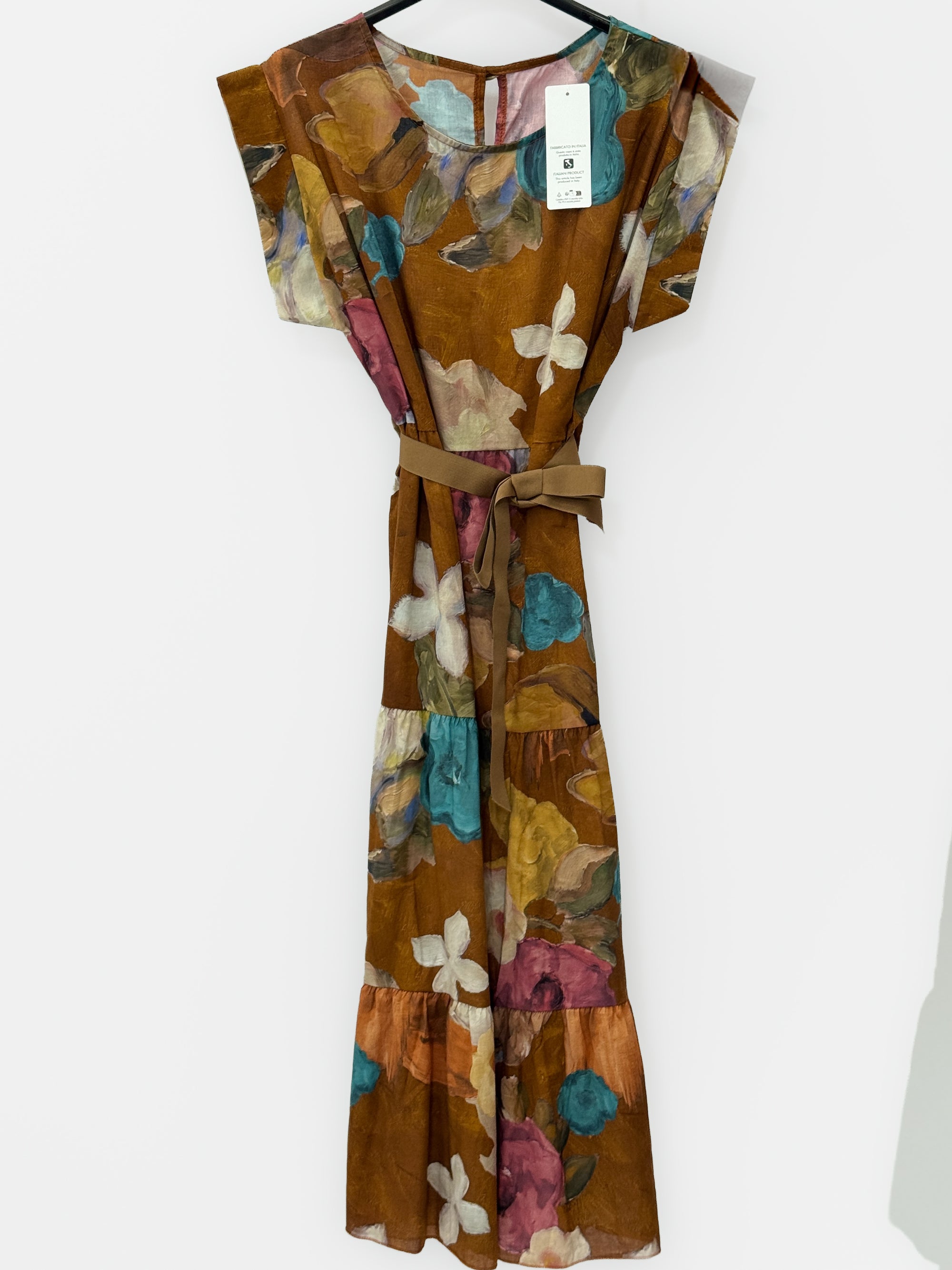 Abito Midi Floreale con Cintura