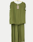 Completo top sfrangiato e pantalone palazzo