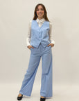 Completo gilet e pantalone con strass
