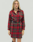 Abito camicia tartan con cintura