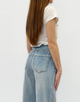 Jeans wide leg con coulisse in vita