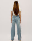 Jeans wide leg con coulisse in vita
