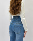 Jeans skinny vita alta con bottoni