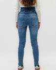 Jeans skinny vita alta con bottoni