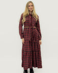 Abito lungo scozzese tartan con cintura – stile country chic