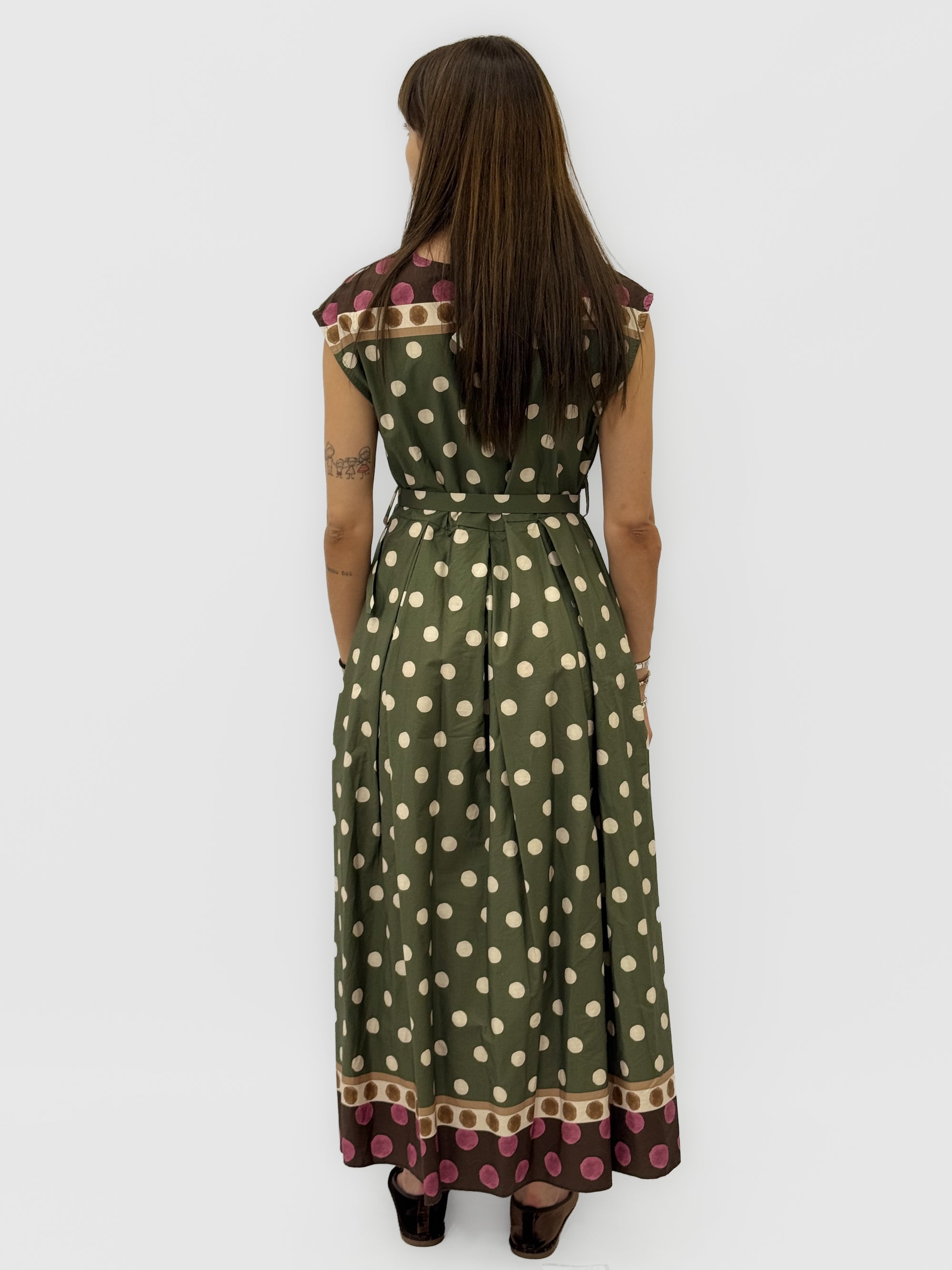 Abito Midi a Pois con Cintura