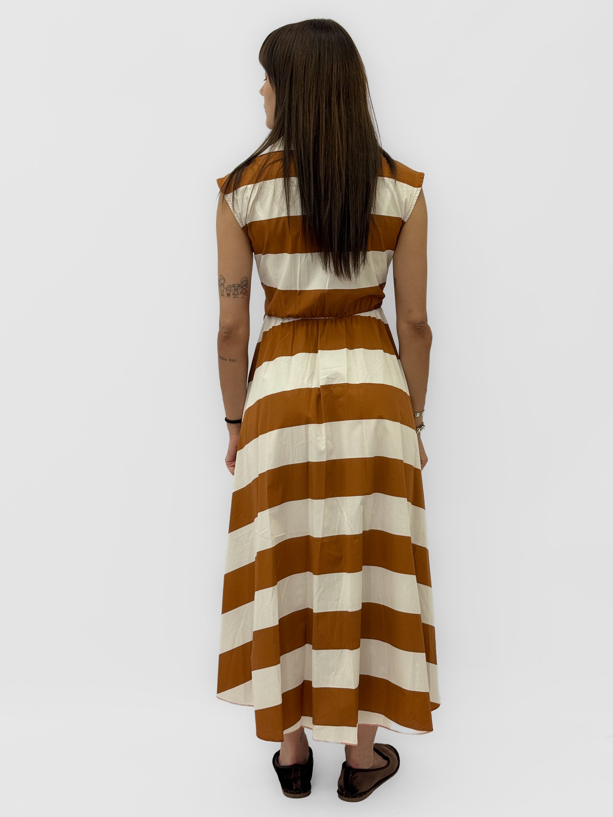 Abito Midi in Cotone a Righe