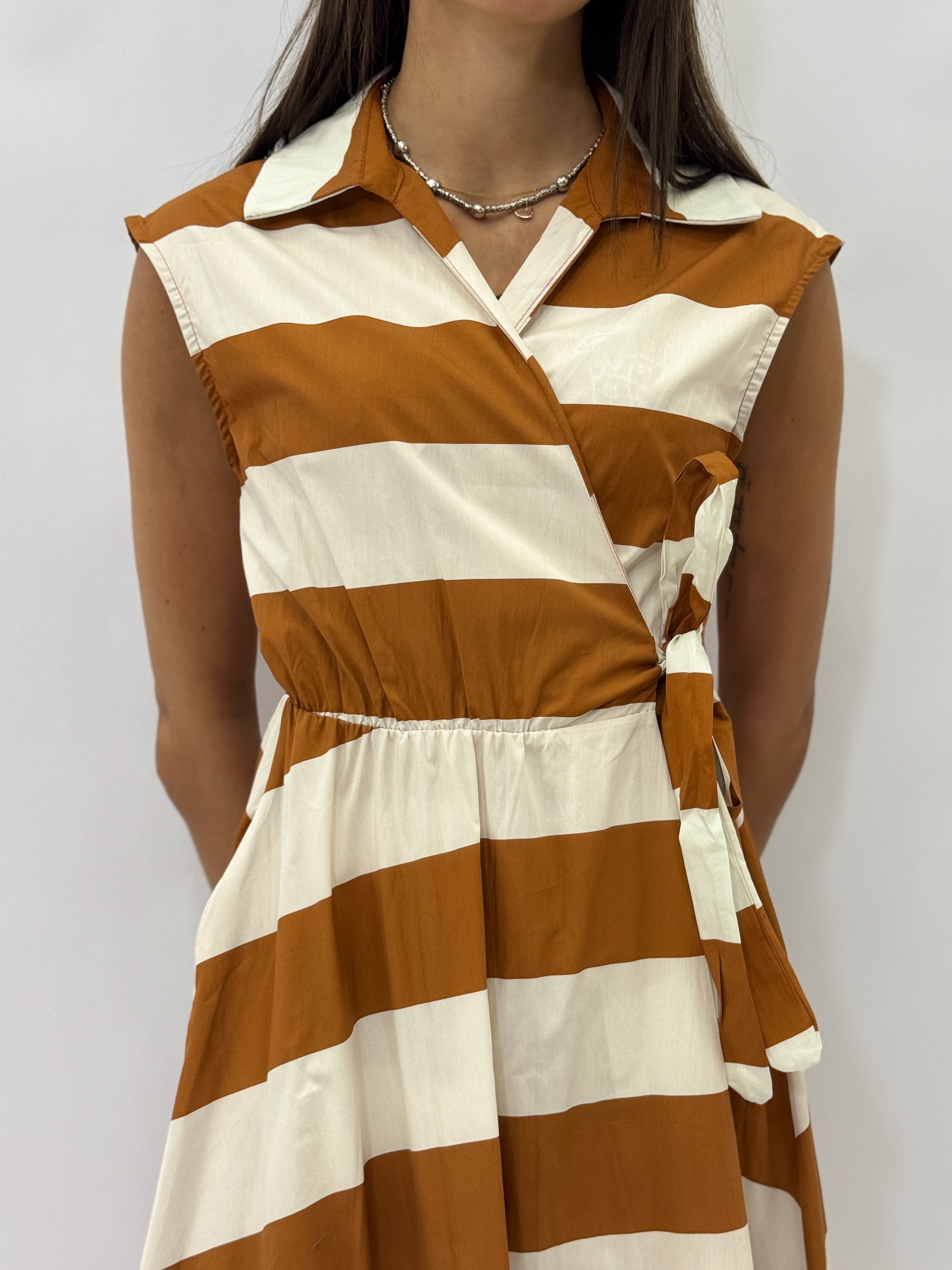 Abito Midi in Cotone a Righe