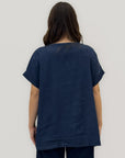 Blusa in denim con bottoni laterali