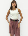 Pantalone lino a righe con pinces