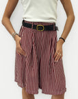 Pantalone lino a righe con pinces