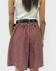 Pantalone lino a righe con pinces