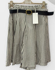 Pantalone lino a righe con pinces