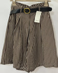 Pantalone lino a righe con pinces