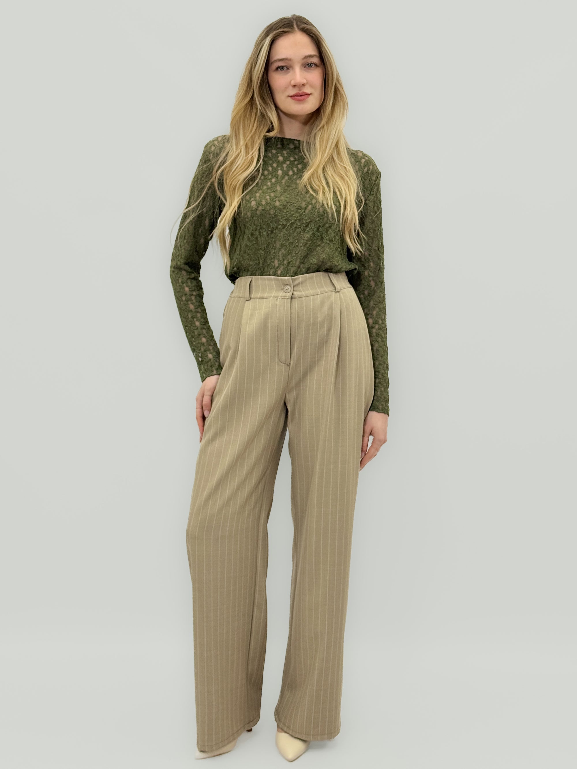 Completo Donna Gessato Blazer Doppiopetto e Pantalone