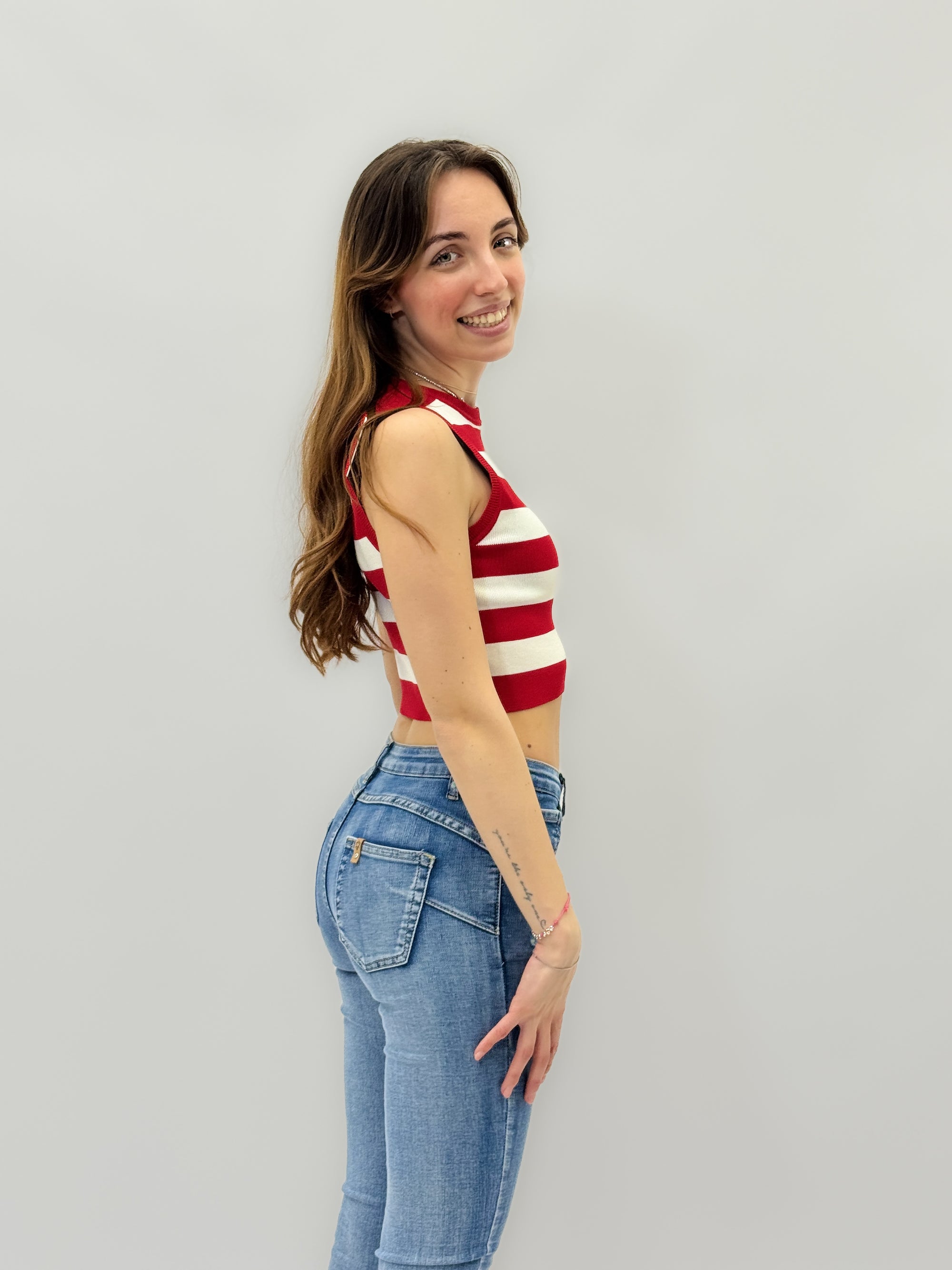 Canotta crop a righe
