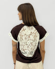 T-shirt in Cotone con Pizzo sul Retro