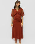 Abito Midi in Tulle con Maniche Velate