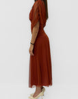 Abito Midi in Tulle con Maniche Velate