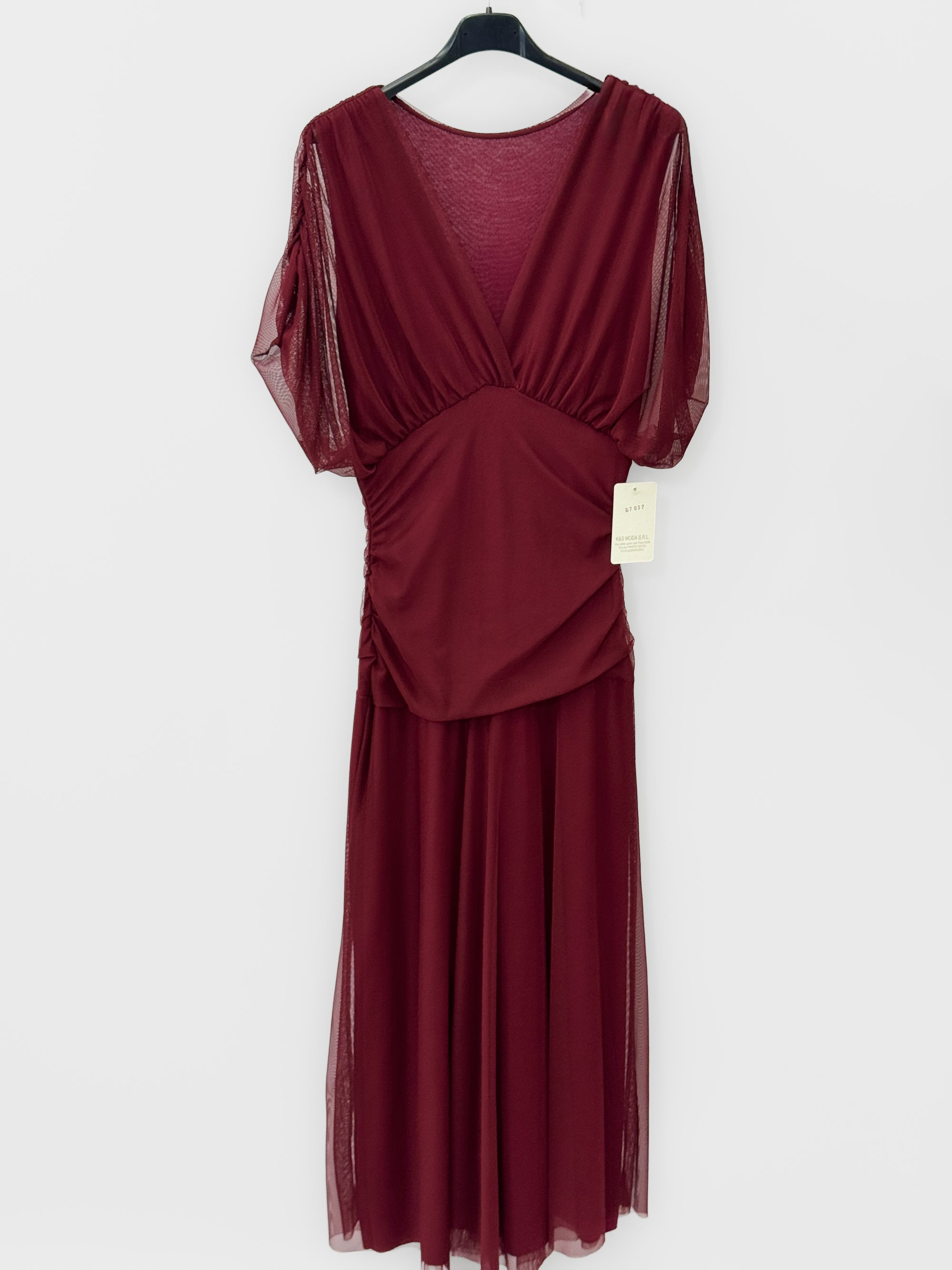 Abito Midi in Tulle con Maniche Velate