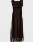 Abito Midi in Tulle con Scollo Bardot
