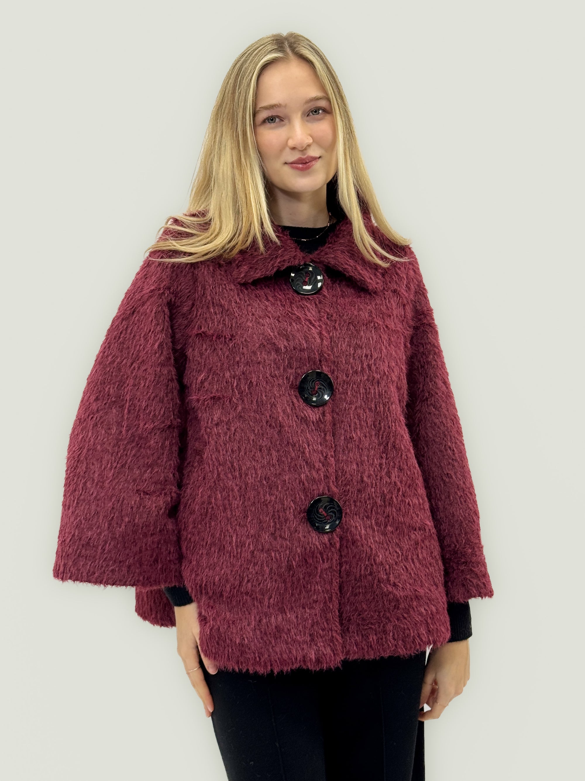 Giacca effetto cavallino con maxi bottoni