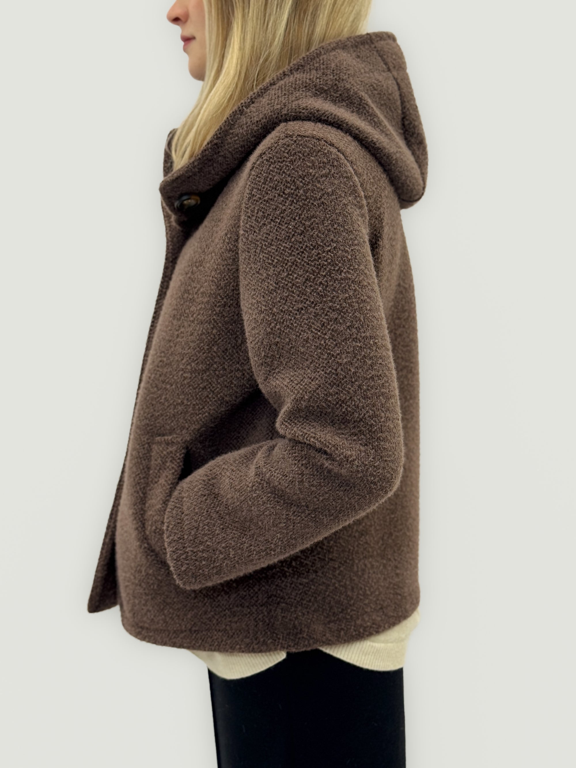 Cappotto corto caldo effetto teddy con cappuccio - Made in Italy