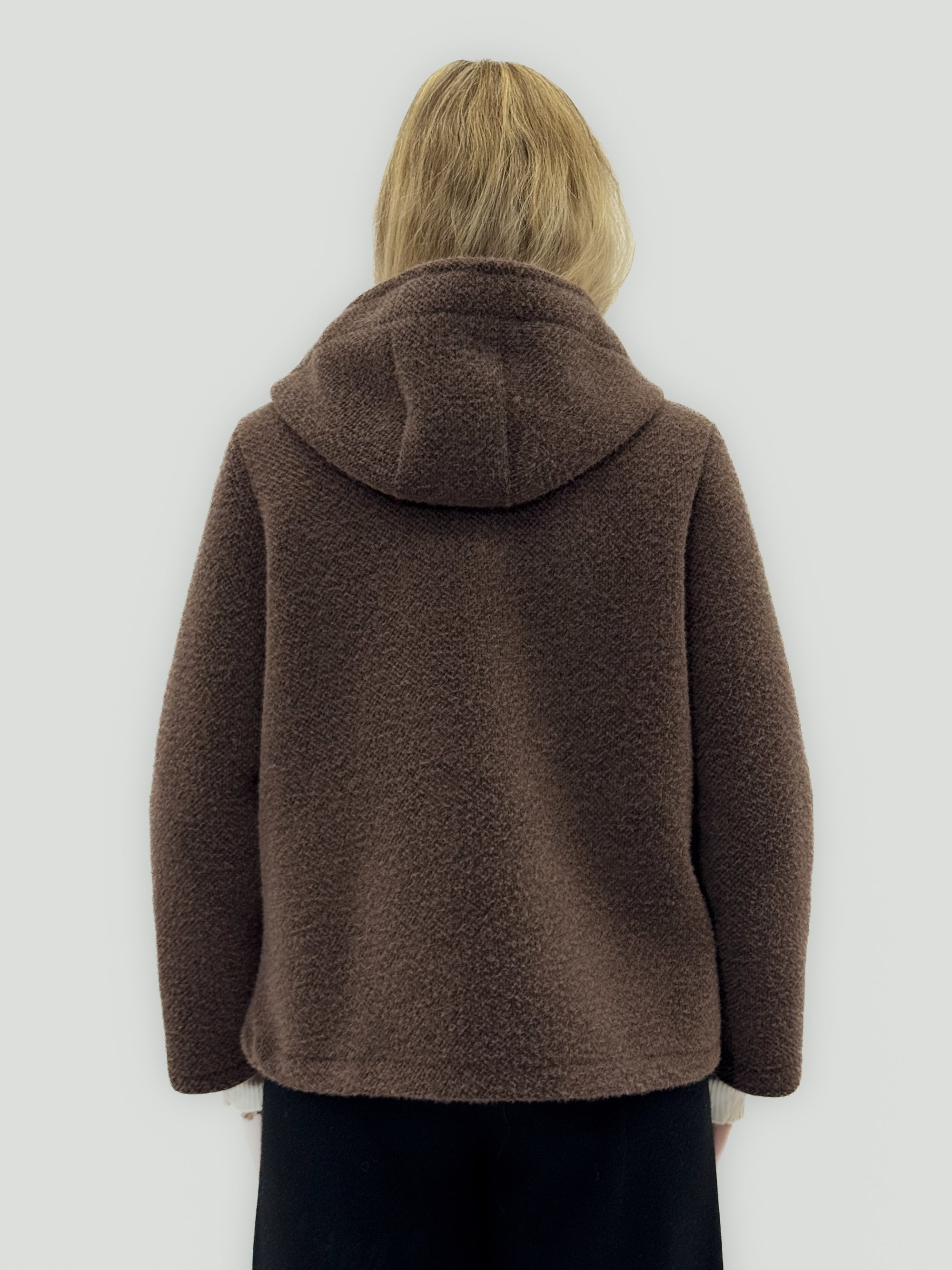 Cappotto corto caldo effetto teddy con cappuccio - Made in Italy