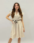 Abito in cotone con cintura foulard