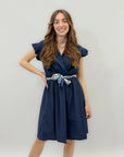 Abito in cotone con cintura foulard