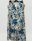 Completo gilet e pantalone floreale con cintura