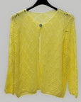 Cardigan in maglia traforata rombi con chiusura