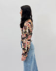 Maglia crop maniche lunghe con stampa floreale
